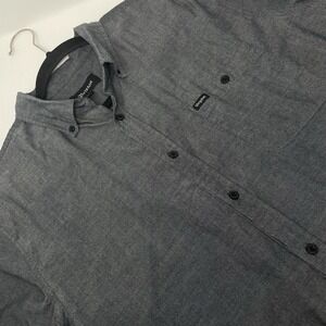 Brixton‎ Mens SS Button Up Down Shirt Heather Grey L Skater Surfer Motorcycle MC